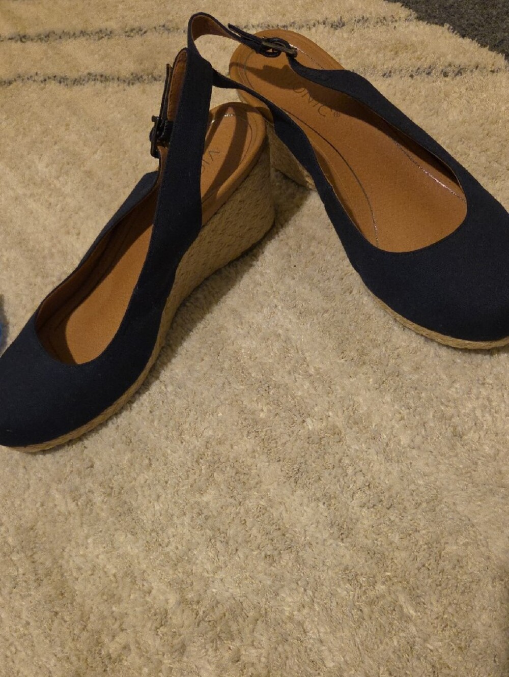 Vionic Navy Slingback Ballet Wedges with Buckle - Picture 6 of 7